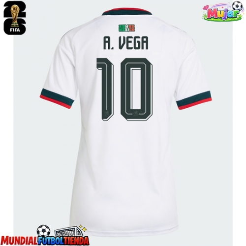 Camiseta México Alexis Vega #10 Segunda Equipación Replica Mundial 2026 para mujer mangas cortas